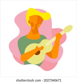 Happy guy playing guitar vector illustration