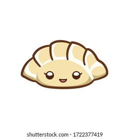 Feliz caricatura gyoza personaje de emoji ilustración vectorial