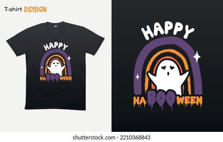 "Happy habooween" - halloween vibes, happy halloween 2022, Vintage boo mood,  Halloween T-shirt mock up vector. Eps 10 vector