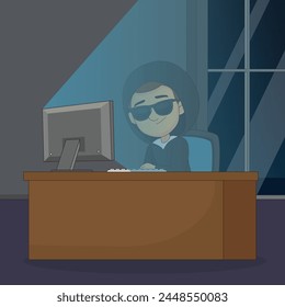 Hackeador feliz robando datos personales