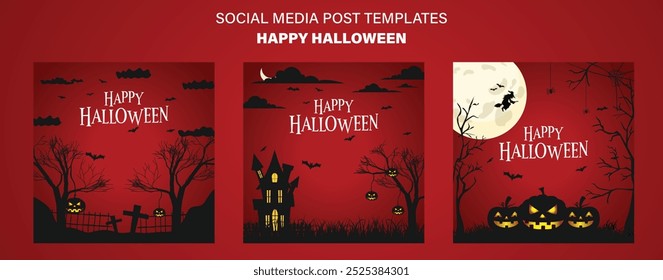 Happy Hallooween social media post halloween vector illustration halloween haunted background.