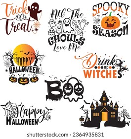 Happy Halloweeen Vector Art Designs Bundel