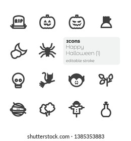 Happy Halloween (1), editable stroke icons