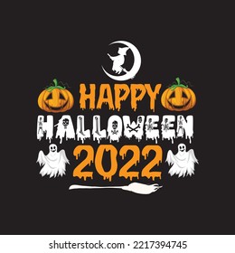 happy halloween 2022 t shirt design graphic template