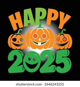 Happy Halloween 2025 Pumpkin Printable, T-shirt design