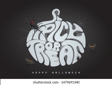 Happy Halloween 3d font and spider, Halloween background.