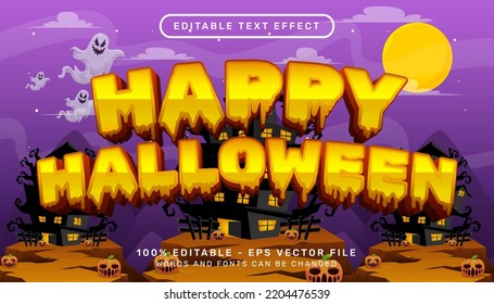 happy halloween 3d text effect and editable text effect