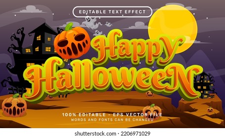 happy halloween 3d text effect and editable text effect