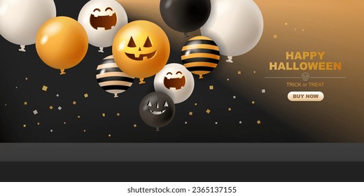 Happy Halloween 3d Vector. magic elements. Pumpkins, ghost. illustration in flat cartoon style.