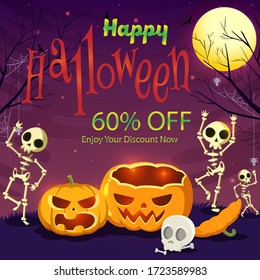 Happy Halloween 60% discount offer banner - vector illustration