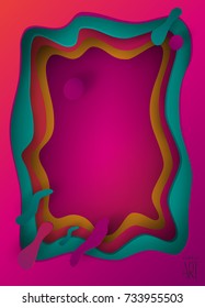 Happy Halloween abstract background, 3D paper art frame, paper cut texture with colorful paper layers. Holiday invitation origami background, brochure cover template, dynamic, banner, business card