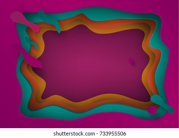 Happy Halloween abstract background, 3D paper art frame, paper cut texture with colorful paper layers. Holiday invitation origami background, brochure cover template, dynamic, banner, business card