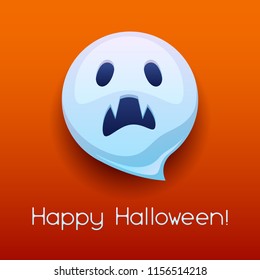 Happy Halloween angry ghost. Celebration party greeting card.