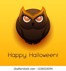 Happy Halloween angry owl. Celebration party greeting card.