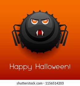 Happy Halloween angry spider. Celebration party greeting card.