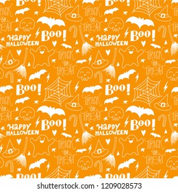 HAPPY HALLOWEEN. AUTUMN HOLIDAY SEAMLESS PATTERN