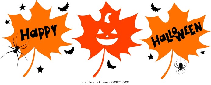 Happy Halloween autumn Leaf vector illustration