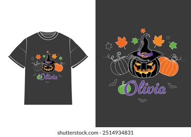 Happy Halloween and Autumn Vector Isolated printable T Shirt Design  Halloween Creative and cool Halloween t shirt can be printed on any shirt or any item poster banner  greeting card pod or any else