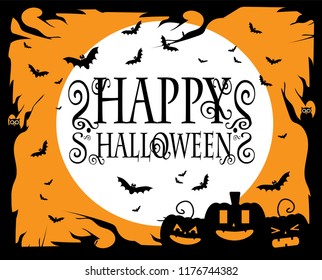 Happy Halloween backgorund with text and pumpkins
