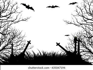 Illustration Silhouette Trees Grass Vector Illustration Stock Vector ...