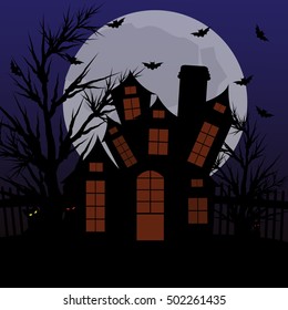 Haunted House On Top Hill Stock Vector (Royalty Free) 1758631475 ...