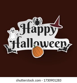 happy halloween background with 3d papercut style vector