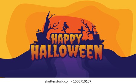 HAPPY HALLOWEEN BACKGROUND BANNER VECTOR DESIGN.