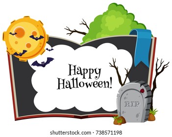 Happy halloween background with bats flying at night illustration