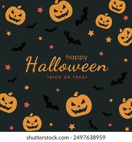 Happy Halloween Hintergrund mit Fledermäusen und Kürbis. Gut für textile Stoffgestaltung, Umschlagpapier, Website Tapeten, Textil, Vektorgrafik