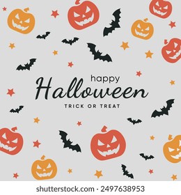 Happy Halloween Hintergrund mit Fledermäusen und Kürbissen. Gut für textile Stoffgestaltung, Umschlagpapier, Website Tapeten, Textil, Vektorgrafik