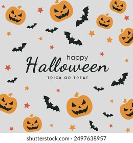 Happy Halloween Hintergrund mit Fledermäusen und Kürbissen. Gut für textile Stoffgestaltung, Umschlagpapier, Website Tapeten, Textil, Vektorgrafik