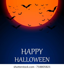 Happy halloween background with bats. Template for your design. Vector illustration