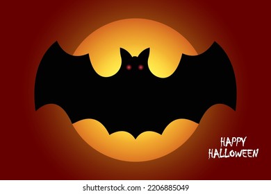 happy halloween background. black bat flying in the middle of the night