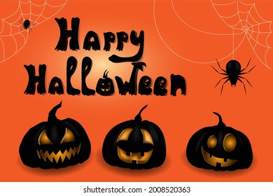 Happy Halloween background. Background with black scary pumpkins
