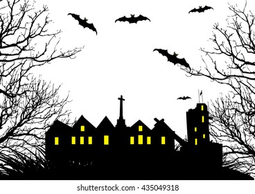 Happy Halloween background, black and white style.