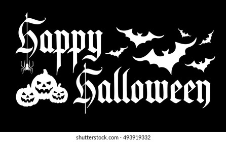 Happy Halloween background. Calligraphy text banner. Gothic inscription. Handwriting text.
