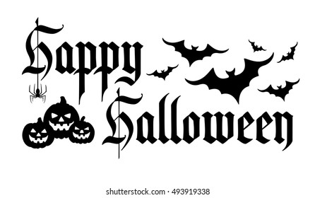 Happy Halloween background. Calligraphy text banner. Gothic inscription. Handwriting text.