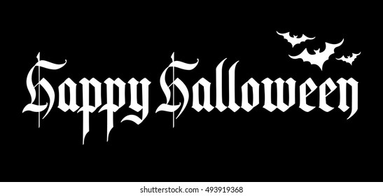 Happy Halloween background. Calligraphy text banner. Gothic inscription. Handwriting text.