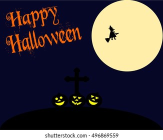 Happy halloween background or card. Vector illustration.