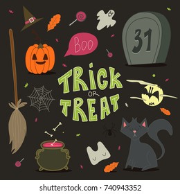 Happy Halloween background, card for your design. Vector illustration.