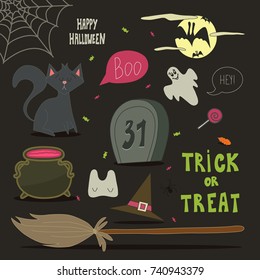 Happy Halloween background, card for your design. Vector illustration. 