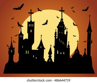Happy Halloween background with castle