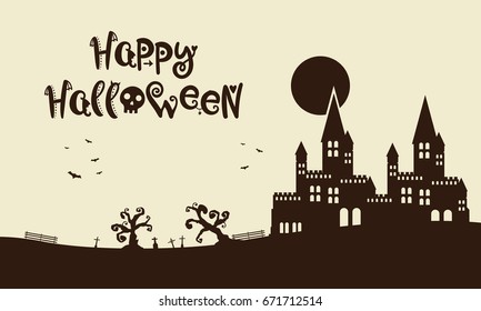 Happy Halloween background with castle