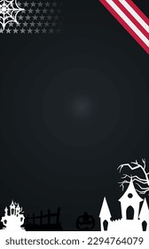 Happy Halloween Background cpy space ,vector illustration. Halloween hanging ornaments on black background.