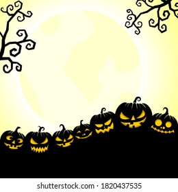 Happy Halloween Background design with light pumpkin vector illustration. Good template for halloween wallpaper design.