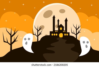 happy halloween background design with orange color for covers, banners and more