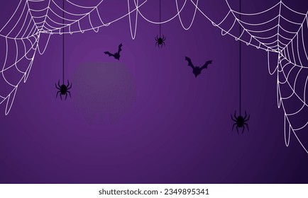 Happy halloween. Background design for halloween poster or decor. Vector happy halloween lettering and spider webs.