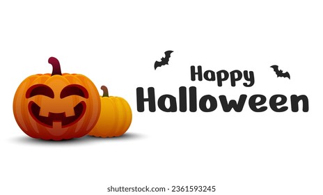Happy halloween background design. Happy halloween text with bats and pumpkin elements.
Vector illustration