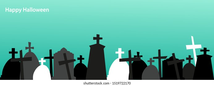 Happy Halloween background design with tombstone