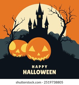 Happy Halloween background. Family Festivities. Vector illustration.